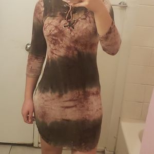 Green and Brown Skinny Mini Dress Size M